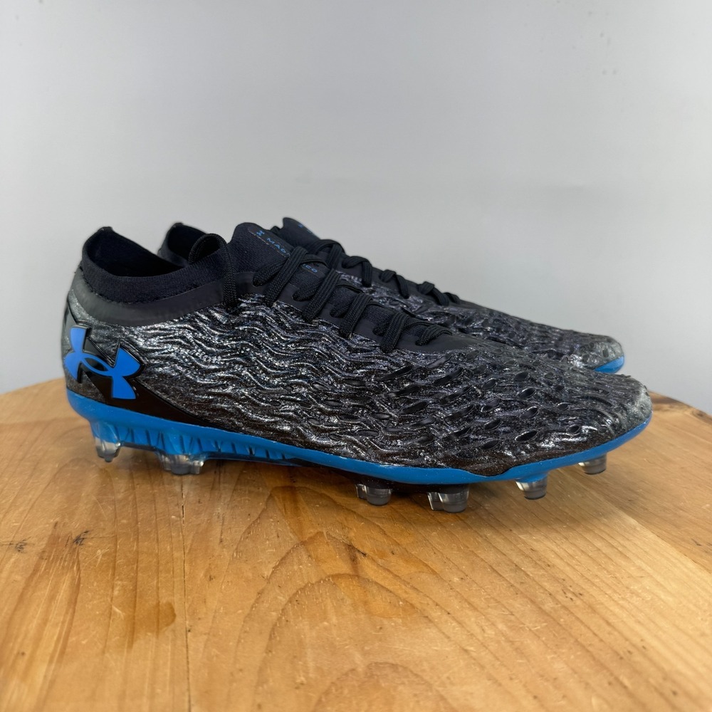 Under Armour UA Magnetico Elite 5 FG Mens Size 10 Soccer Cleats Black Blue NEW